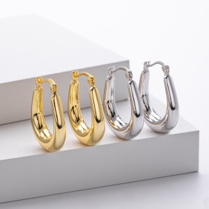 925 Sterling Silver Elongated Oval Huggie Hoop Earrings 60400028 925 Sterling Silver Elongated Oval Huggie Hoop Earrings 60400028