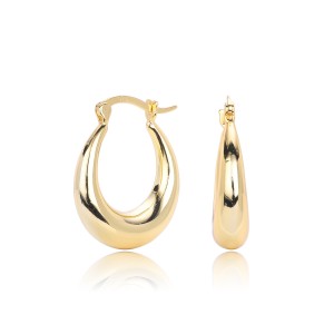 925 Sterling Silver Smooth Oval Creole Hoop Earrings 60400029