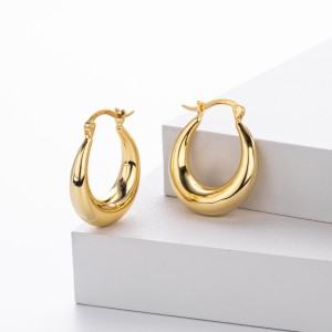 925 Sterling Silver Smooth Oval Creole Hoop Earrings 60400029