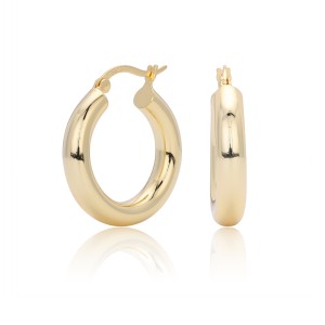 925 Sterling Silver Thick Round Tube Hoop Earrings 60400030