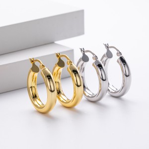 925 Sterling Silver Thick Round Tube Hoop Earrings 60400030