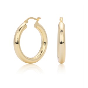925 Sterling Silver Thick Round Tube Hoop Earrings 60400030
