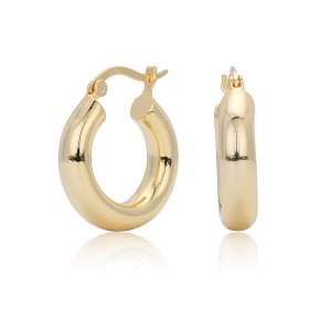 925 Sterling Silver Thick Round Tube Hoop Earrings 60400030