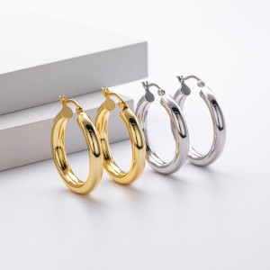925 Sterling Silver Thick Round Tube Hoop Earrings 60400030