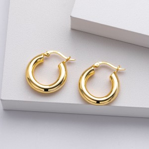 925 Sterling Silver Thick Round Tube Hoop Earrings 60400030