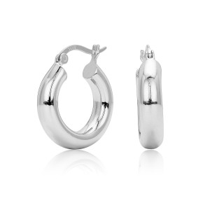 925 Sterling Silver Thick Round Tube Hoop Earrings 60400030