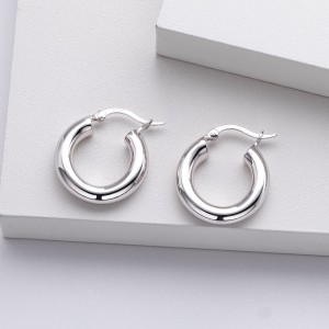 925 Sterling Silver Thick Round Tube Hoop Earrings 60400030