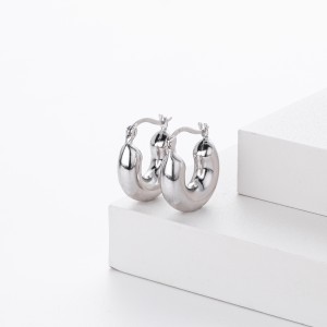 925 Sterling Silver Smooth Chunky Huggie Hoop Earrings 60400032