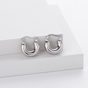 925 Sterling Silver Smooth Chunky Huggie Hoop Earrings 60400032