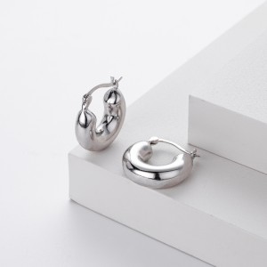 925 Sterling Silver Smooth Chunky Huggie Hoop Earrings 60400032