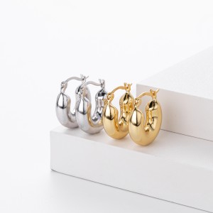 925 Sterling Silver Smooth Chunky Huggie Hoop Earrings 60400032