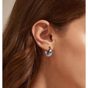 925 Sterling Silver Smooth Chunky Huggie Hoop Earrings 60400032