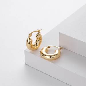 925 Sterling Silver Smooth Chunky Huggie Hoop Earrings 60400032