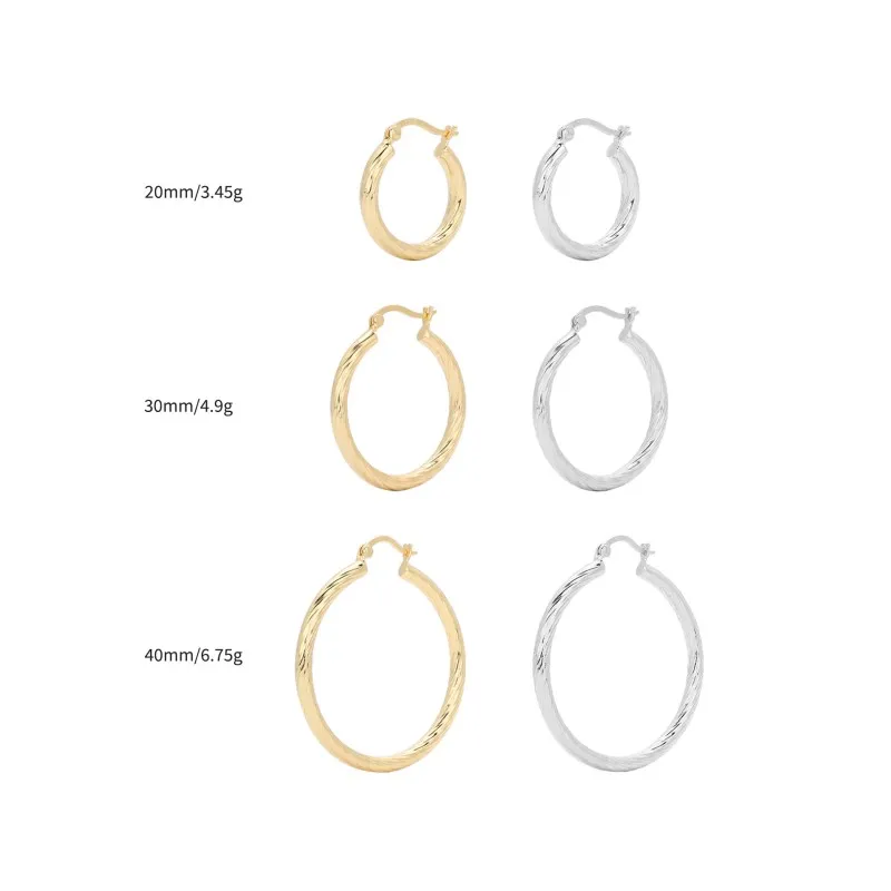 925 Sterling Silver Twisted Rope Hollow Hoop Earrings 60400033