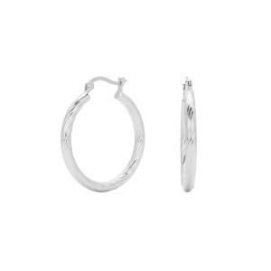 925 Sterling Silver Twisted Rope Hollow Hoop Earrings 60400033