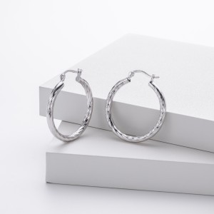 925 Sterling Silver Twisted Rope Hollow Hoop Earrings 60400033