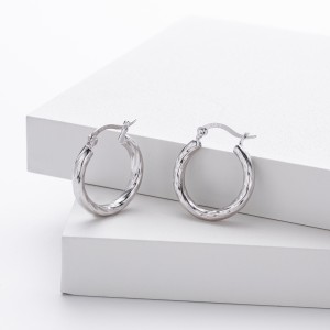 925 Sterling Silver Twisted Rope Hollow Hoop Earrings 60400033