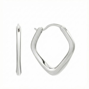 925 Sterling Silver Twisted Geometric Hoop Earrings 60400037 925 Sterling Silver Twisted Geometric Hoop Earrings 60400037