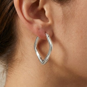925 Sterling Silver Twisted Geometric Hoop Earrings 60400037 925 Sterling Silver Twisted Geometric Hoop Earrings 60400037