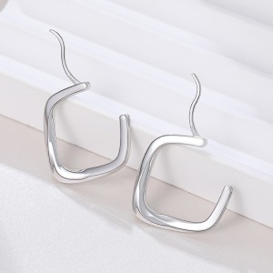 925 Sterling Silver Twisted Geometric Hoop Earrings 60400037 925 Sterling Silver Twisted Geometric Hoop Earrings 60400037