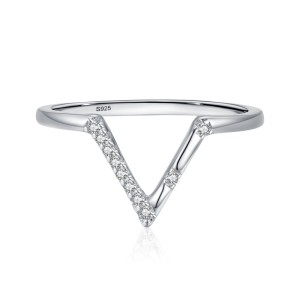 Sterling Silver Zirconia V Band Rings 70100089 Sterling Silver Zirconia V Band Rings 70100089