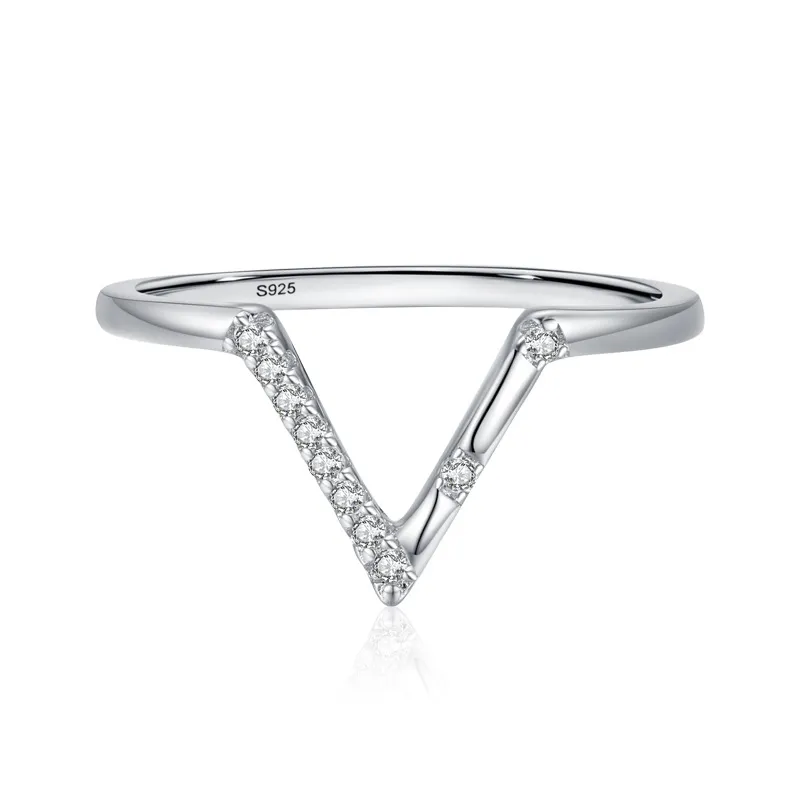 Sterling Silver Zirconia V Band Rings 70100089 Sterling Silver Zirconia V Band Rings 70100089