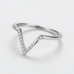 Sterling Silver Zirconia V Band Rings 70100089 Sterling Silver Zirconia V Band Rings 70100089