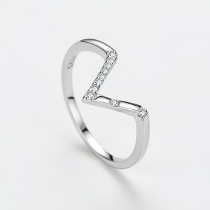 Sterling Silver Zirconia V Band Rings 70100089 Sterling Silver Zirconia V Band Rings 70100089