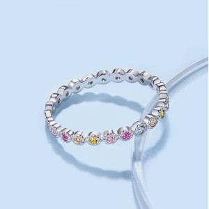 925 Sterling Silver Rainbow Bubble Zirconia Band Ring 70100109 925 Sterling Silver Rainbow Bubble Zirconia Band Ring 70100109