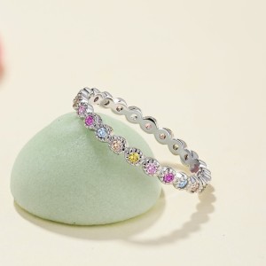 925 Sterling Silver Rainbow Bubble Zirconia Band Ring 70100109 925 Sterling Silver Rainbow Bubble Zirconia Band Ring 70100109