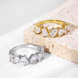 925 Sterling Silver Shiny Zirconia Cluster Band Ring 70100111 925 Sterling Silver Shiny Zirconia Cluster Band Ring 70100111