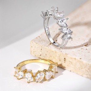 925 Sterling Silver Shiny Zirconia Cluster Band Ring 70100111 925 Sterling Silver Shiny Zirconia Cluster Band Ring 70100111