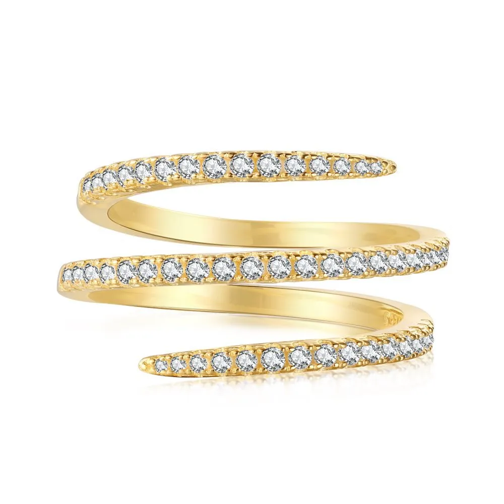 925 Sterling Silver Unique Spiral Zirconia Band Ring 70100113 925 Sterling Silver Unique Spiral Zirconia Band Ring 70100113