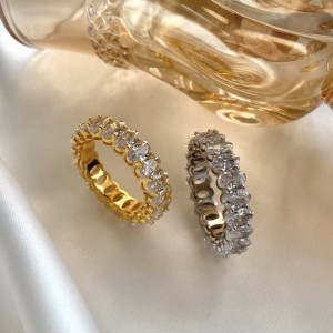 925 Sterling Silver Full Oval Cut Zirconia Band Ring 70100118 925 Sterling Silver Full Oval Cut Zirconia Band Ring 70100118