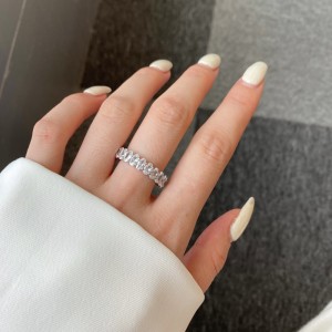 925 Sterling Silver Full Oval Cut Zirconia Band Ring 70100118 925 Sterling Silver Full Oval Cut Zirconia Band Ring 70100118