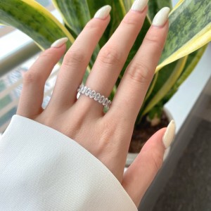 925 Sterling Silver Full Oval Cut Zirconia Band Ring 70100118 925 Sterling Silver Full Oval Cut Zirconia Band Ring 70100118
