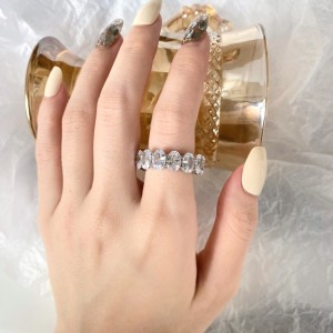 925 Sterling Silver Shiny Oval Cut Zirconia Band Ring 70100119 925 Sterling Silver Shiny Oval Cut Zirconia Band Ring 70100119