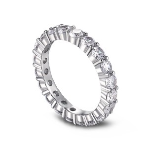 925 Sterling Silver Sparkle Round Zirconia Band Ring 70100120