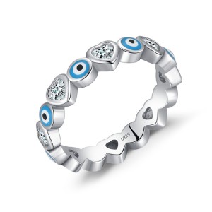 Evil Eyes Heart Zirconia Band Ring 70100154 Evil Eyes Heart Zirconia Band Ring 70100154