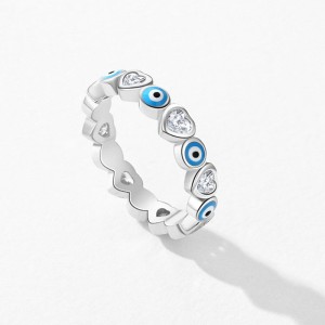 Evil Eyes Heart Zirconia Band Ring 70100154 Evil Eyes Heart Zirconia Band Ring 70100154