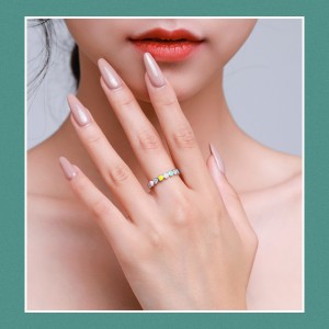 Colorful Enamel Zirconia Hearts Band Ring 70100160 Colorful Enamel Zirconia Hearts Band Ring 70100160