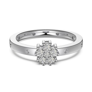 925 Sterling Silver Zirconia Flower Band Ring 70100204