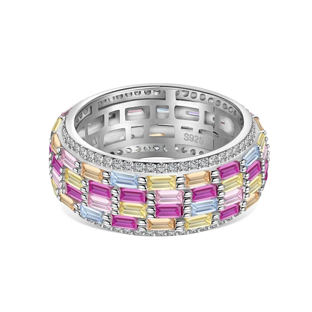 925 Sterling Silver Luxury Rainbow Zirconia Band Ring 70100225 925 Sterling Silver Luxury Rainbow Zirconia Band Ring 70100225