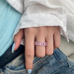 925 Sterling Silver Luxury 4*6 Rectangle Zirconia Band Ring 70100232 925 Sterling Silver Luxury 4*6 Rectangle Zirconia Band Ring 70100232