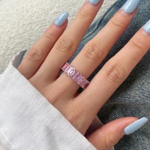 925 Sterling Silver Luxury 4*6 Rectangle Zirconia Band Ring 70100232 925 Sterling Silver Luxury 4*6 Rectangle Zirconia Band Ring 70100232