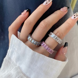 925 Sterling Silver Luxury 4*6 Rectangle Zirconia Band Ring 70100232 925 Sterling Silver Luxury 4*6 Rectangle Zirconia Band Ring 70100232