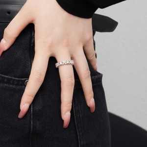 925 Sterling Silver Luxury Flower Zirconia Band Ring 70100240 925 Sterling Silver Luxury Flower Zirconia Band Ring 70100240