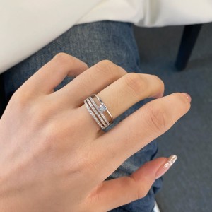 925 Sterling Silver Luxury Layers Zirconia Band Ring 70100241