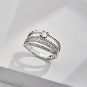 925 Sterling Silver Luxury Layers Zirconia Band Ring 70100241