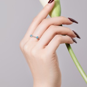 925 Sterling Silver Zirconia Flower Band Ring 70100244